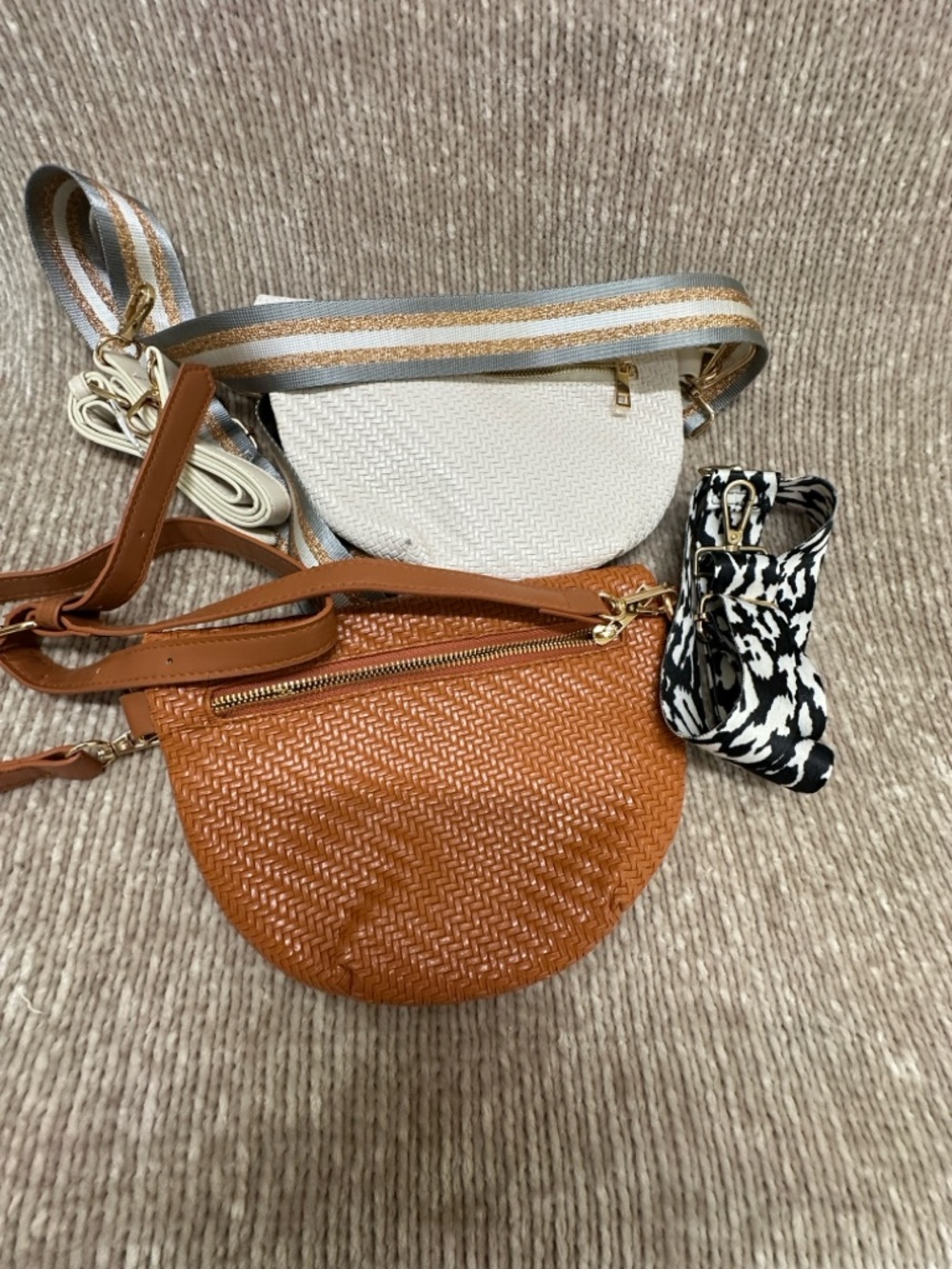 Bundle of 2 woven bum bags with straps NWOT